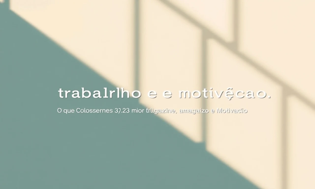 Colossenses 3 23 explicação: trabalho para o Senhor